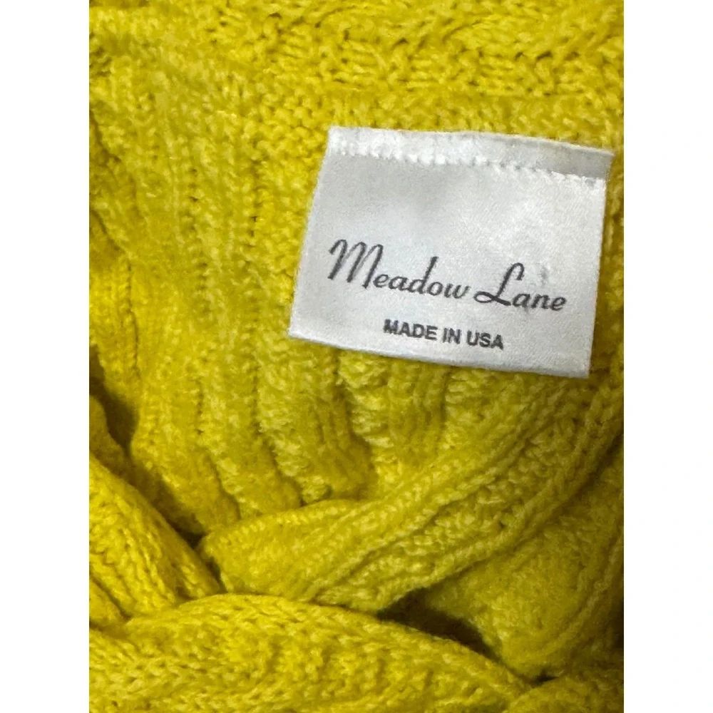Meadow Lane Cable Knit Scarf Neck Warmer Chartreuse Yellow Made in USA Preppy